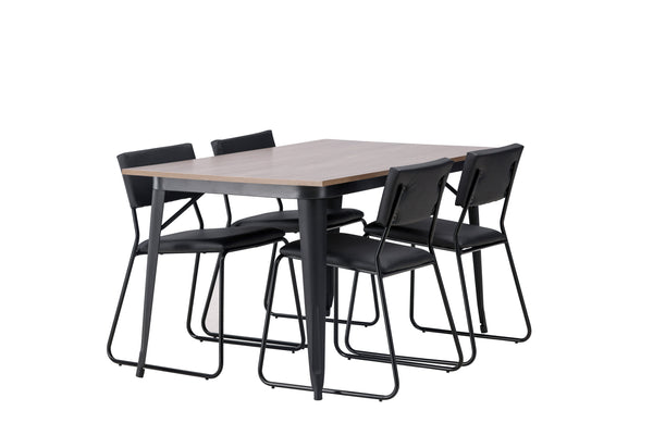 Dining group TEMPE Dining table 80x140 &amp; 4 KENTH Dining chairs Black