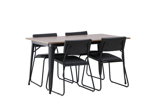 Dining group TEMPE Dining table 80x140 &amp; 4 KENTH Dining chairs Black