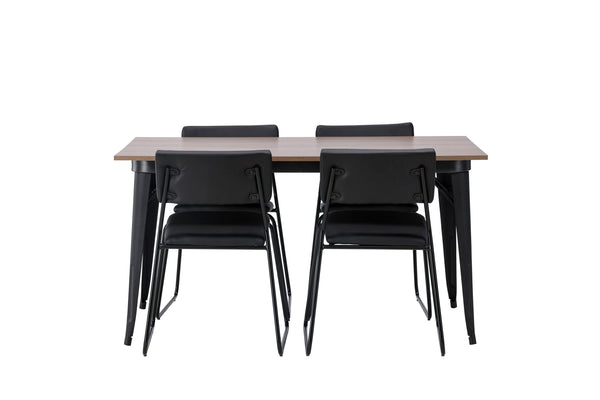 Dining group TEMPE Dining table 80x140 &amp; 4 KENTH Dining chairs Black