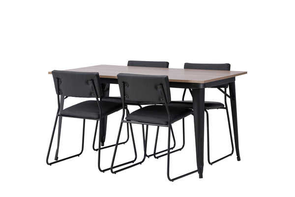 Dining group TEMPE Dining table 80x140 &amp; 4 KENTH Dining chairs Black