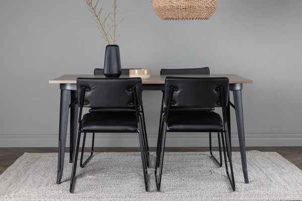 Dining group TEMPE Dining table 80x140 &amp; 4 KENTH Dining chairs Black