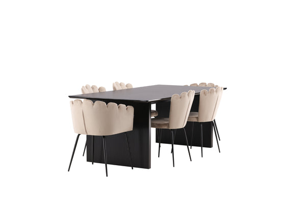 Dining group VAIL Dining table 100x200 &amp; 6 LIMHAMN Dining chairs Berge