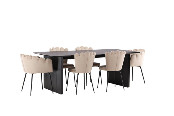 Dining group VAIL Dining table 100x200 &amp; 6 LIMHAMN Dining chairs Berge