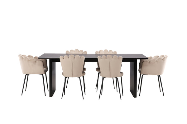 Dining group VAIL Dining table 100x200 &amp; 6 LIMHAMN Dining chairs Berge