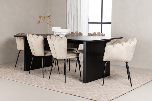 Dining group VAIL Dining table 100x200 &amp; 6 LIMHAMN Dining chairs Berge