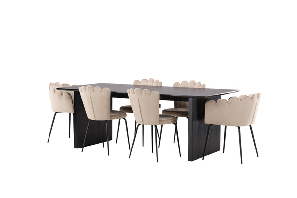 Dining group VAIL Dining table 100x200 &amp; 6 LIMHAMN Dining chairs Berge