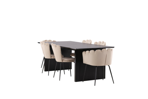 Dining group VAIL Dining table 100x200 &amp; 6 LIMHAMN Dining chairs Berge