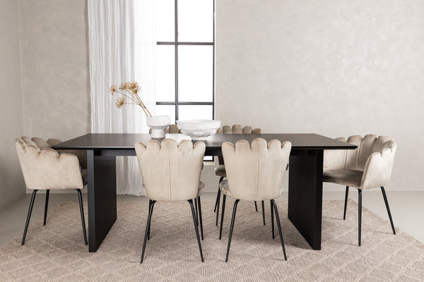 Dining group VAIL Dining table 100x200 &amp; 6 LIMHAMN Dining chairs Berge