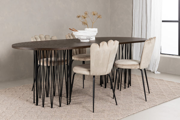 Dining group STONE Dining table 100X220 &amp; 4 LIMHAMN Dining chairs Beige