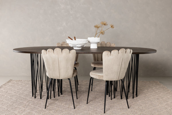 Dining group STONE Dining table 100X220 &amp; 4 LIMHAMN Dining chairs Beige