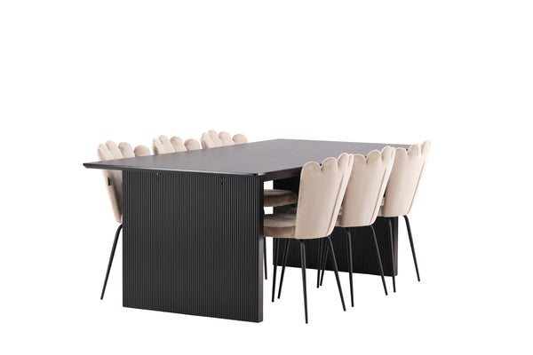 Dining group VAIL Dining table 100x200 &amp; 6 LIMHAMN Dining chairs Berge