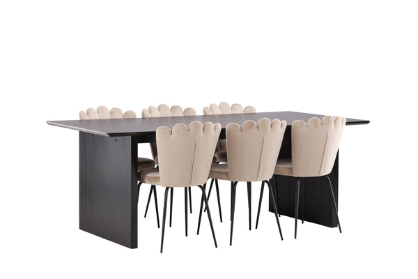 Dining group VAIL Dining table 100x200 &amp; 6 LIMHAMN Dining chairs Berge