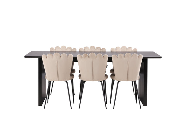 Dining group VAIL Dining table 100x200 &amp; 6 LIMHAMN Dining chairs Berge