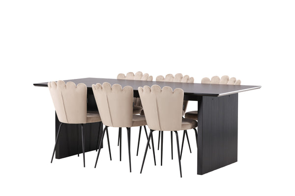 Dining group VAIL Dining table 100x200 &amp; 6 LIMHAMN Dining chairs Berge