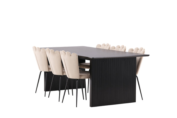 Dining group VAIL Dining table 100x200 &amp; 6 LIMHAMN Dining chairs Berge