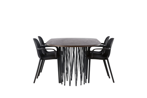 Dining group STONE Dining table 100X220 &amp; 4 BALITMORE Dining chairs Black