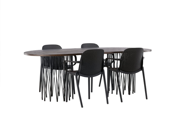 Dining group STONE Dining table 100X220 &amp; 4 BALITMORE Dining chairs Black