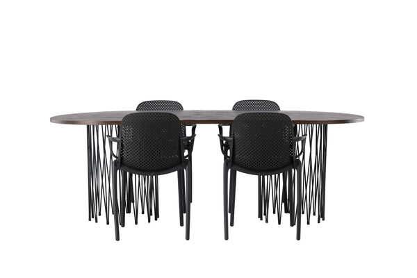 Dining group STONE Dining table 100X220 &amp; 4 BALITMORE Dining chairs Black