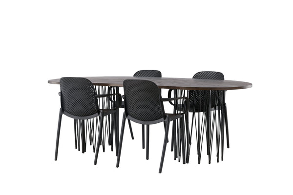 Dining group STONE Dining table 100X220 &amp; 4 BALITMORE Dining chairs Black