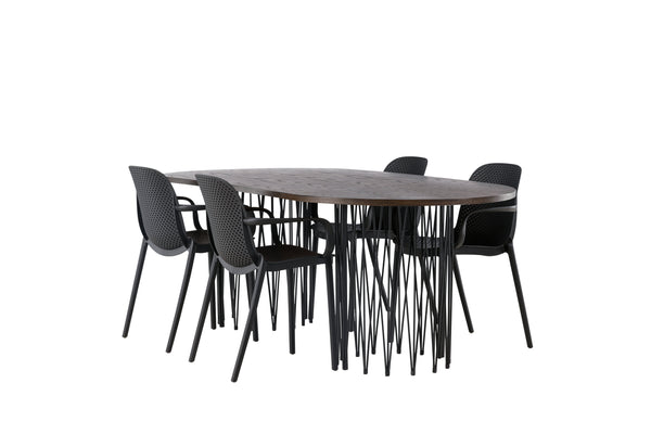 Dining group STONE Dining table 100X220 &amp; 4 BALITMORE Dining chairs Black