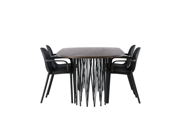 Dining group STONE Dining table 100X220 &amp; 4 BALITMORE Dining chairs Black