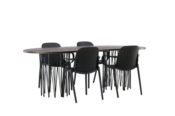 Dining group STONE Dining table 100X220 &amp; 4 BALITMORE Dining chairs Black