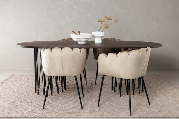 Dining group STONE Dining table 100X220 &amp; 4 LIMHAMN Dining chairs Beige