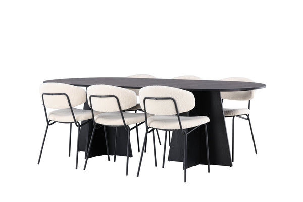 Dining group BOOTCUT Dining table 115X230 &amp; 6 CHICO Dining chairs White