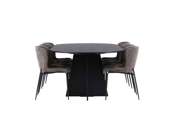 Dining group BOOTCUT Dining table 115X230 &amp; 6 MODESTO Dining chairs Dark grey