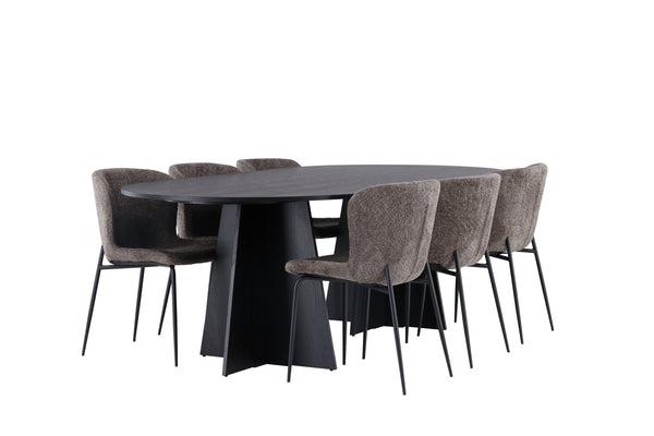 Dining group BOOTCUT Dining table 115X230 &amp; 6 MODESTO Dining chairs Dark grey