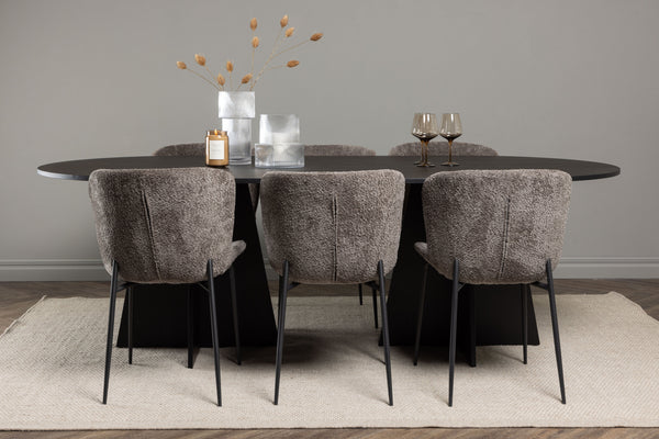 Dining group BOOTCUT Dining table 115X230 &amp; 6 MODESTO Dining chairs Dark grey