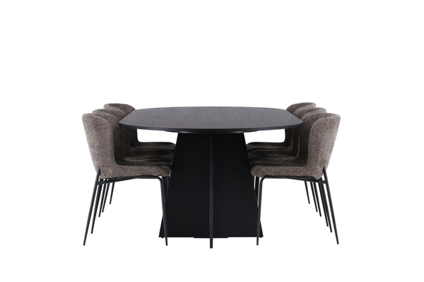 Dining group BOOTCUT Dining table 115X230 &amp; 6 MODESTO Dining chairs Dark grey