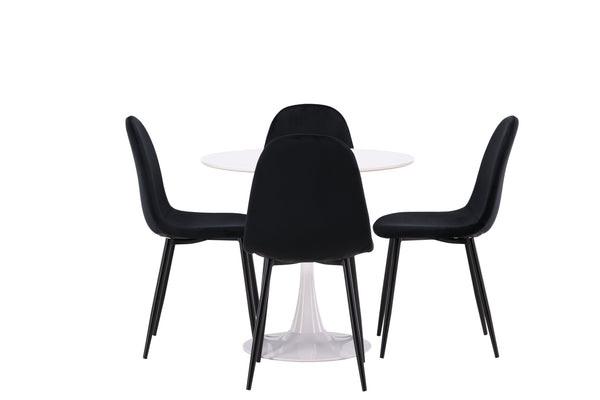 Dining group HAMDEN Dining table ⌀80 &amp; 4 pcs POLAR Dining chairs Black