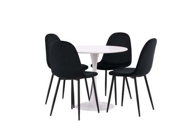 Dining group HAMDEN Dining table ⌀80 &amp; 4 pcs POLAR Dining chairs Black