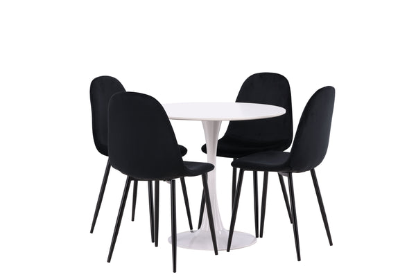 Dining group HAMDEN Dining table ⌀80 &amp; 4 pcs POLAR Dining chairs Black