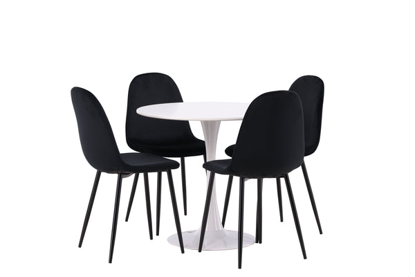 Dining group HAMDEN Dining table ⌀80 &amp; 4 pcs POLAR Dining chairs Black