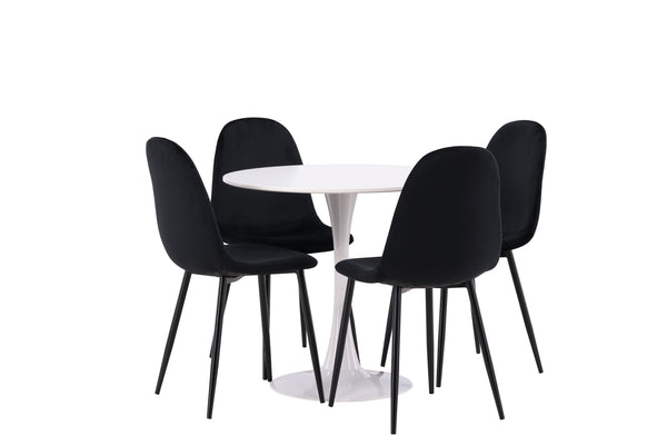 Dining group HAMDEN Dining table ⌀80 &amp; 4 pcs POLAR Dining chairs Black