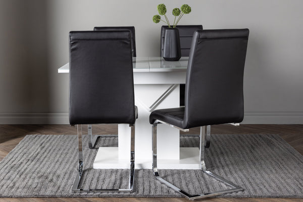 Dining group PLUTO Dining table 120x90 &amp; 4 pcs TEMPO Dining chairs Black