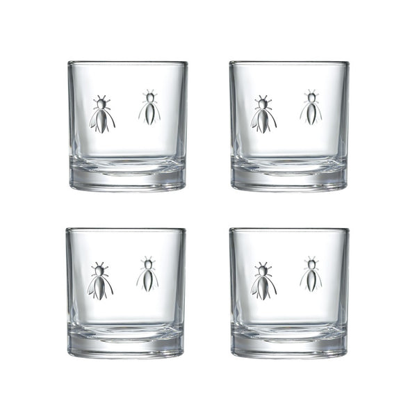 Bee Whiskey Glasses Set of 4, 250 ml